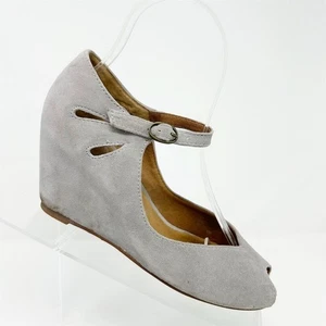 Jeffrey Campbell Women's Light Gray Peep Toe Wedge Heels Size 6 Classic Summer - Picture 1 of 15