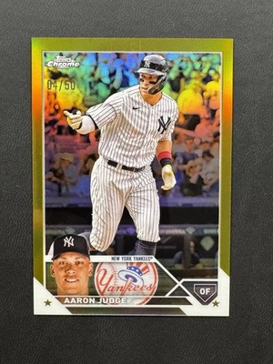 2023 Topps Chrome Lids Mitchell & Ness Aaron Judge Gold /50 - Image 1 of 2
