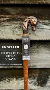 Elegant Victorian Solid Horse Head Handle Wooden Walking Stick Cane Senior Gift - Picture 1 of 10