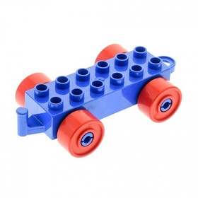 1x Lego Duplo Trailer B-Stock Worn 2x6 Blue Wheel Red Train Coupling to 4883c02