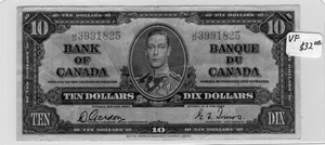 1937 Bank of Canada $10 Dollars Note - Gordon/Towers -J/D 3991825 - Bild 1 von 2