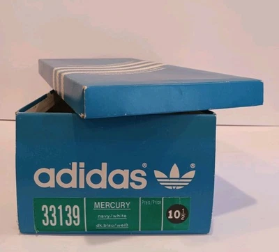 Adidas Vintage Sz 10.5 Mercury Shoe Box ONLY Navy/White 3 Stripe 33139  - Image 1 of 4