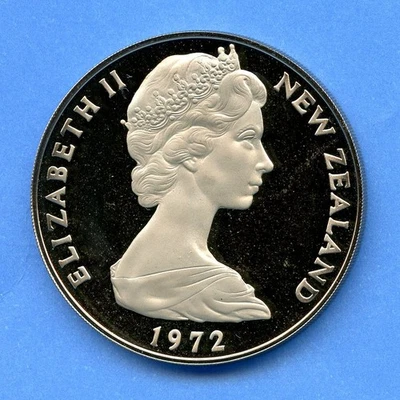 Moneda de prueba de 1 dólar Reina Isabel 1972 de Nueva Zelanda en estuche #08 OGP Foto 1 de 4