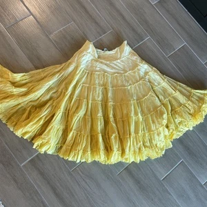 Chauncey Sports Made In India Ruffled Layered Side Zip Midi Skirt-yellow -M - Picture 1 of 10