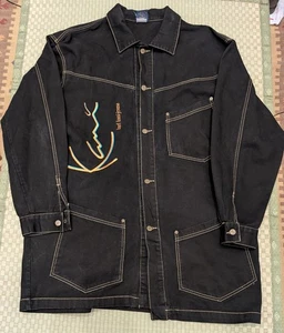 Karl Kani Signature Jeansjacke Schwarz Gold Y2K Vintage 90er Hip Hop - Bild 1 von 8