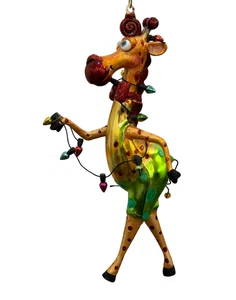 Giraffe Blown Glass Vintage Christmas Ornament Zoo Animals Wildlife Animated - Picture 1 of 8