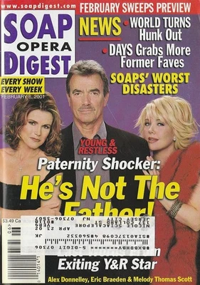 Soap Opera Digest Feb 6, 2001 ALEX DONNELLEY-HEATHER TOM-JAMES HYDE-GALEN GERING - Image 1 of 4