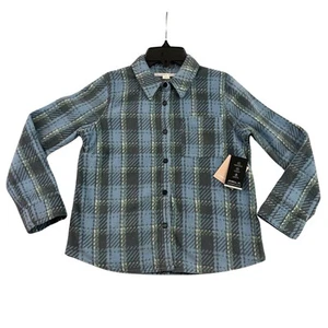 O'Neill Bristo Super Fleece Shirt Girls Medium Blue Snap Up Plaid MSRP $49.50 - Picture 1 of 11