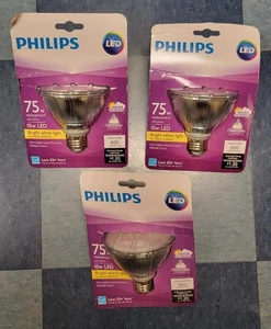 Philips LED 75w Dimmable Indoor/Outdoor PAR30S Light Bulbs Brite White 3 Pack - Picture 1 of 2