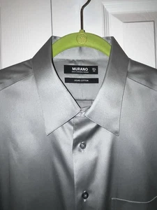 Murano Liquid Cotton Long Sleeve Dress Shirt Men's Size 16.5 x  33 Silver Gray - Picture 1 of 6