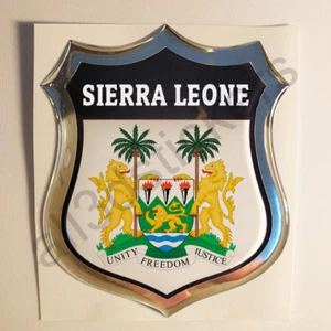 Sticker Sierra Leone Emblem Coat of Arms Shield 3D Resin Domed Gel Vinyl Decal  - Picture 1 of 1