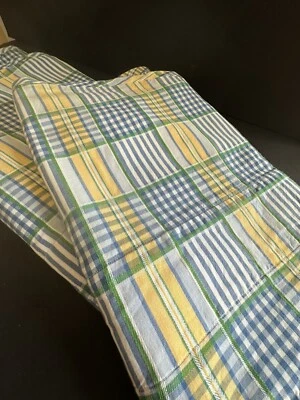 "2 tapas de cortina de cenefa de ventana Waverly azul amarillo a cuadros vieira 17"x 76""" Foto 1 de 4