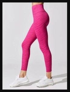 NWT SZ MD Carbon 38 Ribbed 7/8 Length Legging In Magenta Zebra $108 - Picture 1 of 3
