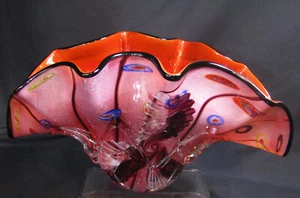 GORGEOUS DALE TIFFANY LARGE VASE HAND BLOWN FAVRILE ART GLASS RED BLACK 18" X 11 - Picture 1 of 24