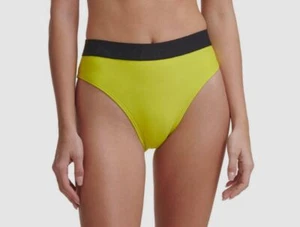 DKNY Women's Yellow Lined Full Coverage Bikini Bottom Swimwear Size M - Picture 1 of 2