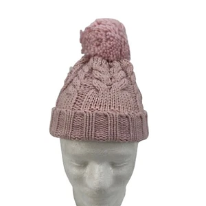 Baby Gap Beanie Youth Girls M/L Medium Large Pom Pom Metallic Pink Cable Knit - Picture 1 of 10
