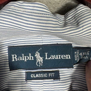 Ralph Lauren Shirt Mens 4XLT 4XL Tall Blue Striped Oxford Long Sleeve Vintage - Picture 1 of 10