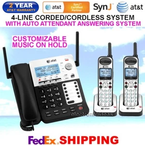 AT&T SYNJ SB67138 4-LINE DECT 6.0 CORDED / CORDLESS PHONE SYSTEM 2 CORDLESS - Picture 1 of 5