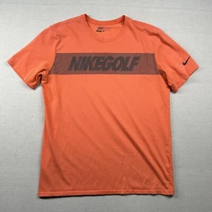 Nike Golf Shirt Mens L Modern Fit Tee Stretch Spell Out Retro Coral Pink Dri Fit - Picture 1 of 10