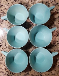 Taza de té de café de plástico azul agua turquesa vintage MCM **Lote de 6**SIN MARCA - Imagen 1 de 7