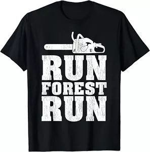Lustiges T-Shirt Run Waldlauf Holzfäller Kettensäge Geschenk Unisex - Bild 1 von 3