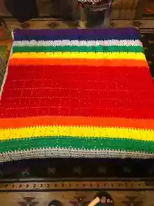 Afghan - Rectangular Rainbow Colors - New - Picture 1 of 1