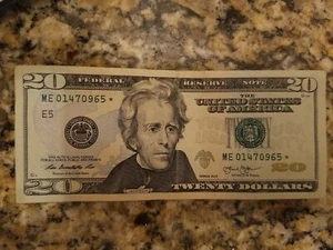 $20 dollar bill Star Note ME01470965* 2013 Very Rare - Picture 1 of 2