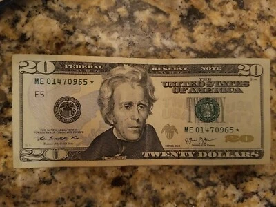 $20 dollar bill Star Note ME01470965* 2013 Very Rare - Image 1 of 2