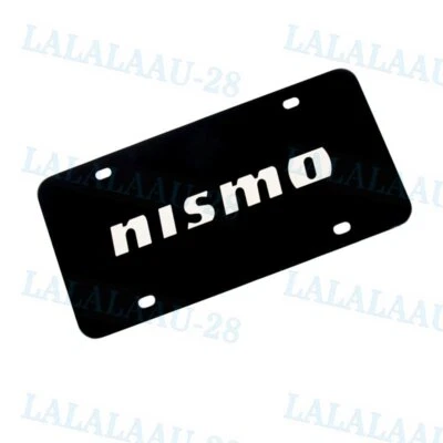Marco de matrícula delantero de acero inoxidable negro con tapas con logotipo de Nissan NISMO Foto 1 de 4