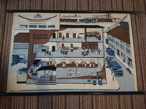 Vintage Post Deutsche Bildungsschule Tafel Wandposter hängend Retro 60er - Bild 1 von 16