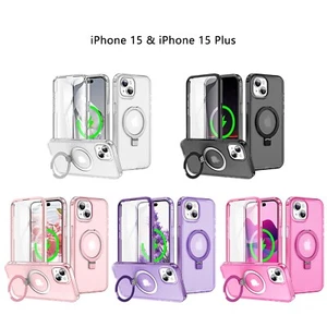 For iPhone 13 15 16 Pro Magnetic Case with Screen Protector Invisible Stand Case - Picture 1 of 12