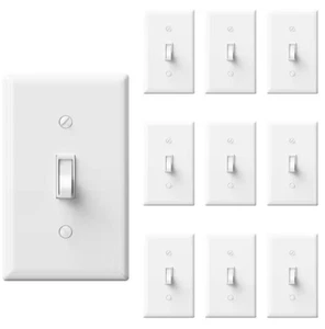 Interruttore Luce a Levetta Monopolare 15 Ampere, Con Piastra Parete Midway Bianco (Confezione da 10) - Foto 1 di 1