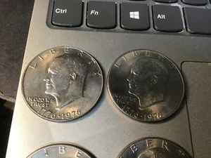 Lot of 2 Coins - 1976-D & 1976-D Eisenhower 'IKE' Dollars Type 1 & 2 Varieties - Picture 1 of 12