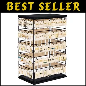 Rustic Earring Display Stand with 130 Hooks - Large Jewelry Organizer Tower - Picture 1 of 10