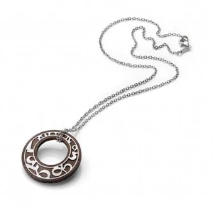 Invicta Fiorentina J0166 Sterling Silver Overlay Wood Drop Pendant w/ Chain - Picture 1 of 1