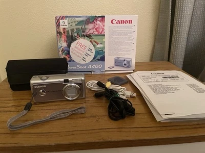 Canon PowerShot A400 3.2 MP Zoom Lens Digital Camera Silver Boxed VGC Working - Image 1 of 4