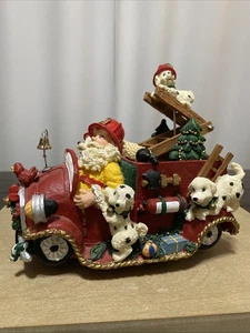 Christmas Eluceo Wind-Up Musical & Animated Santa In Firetruck Jingle Bells - Picture 1 of 19