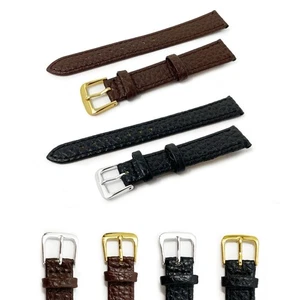 Vegan Leather Watch Strap Buffalo Grain 12mm - 20mm Brown Black GOLD BUCKLES - Picture 1 of 5