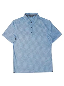 7 Diamonds Men's Geo-Print Short Sleeve Nassau Performance Polo Shirt Blue, M - Picture 1 of 5