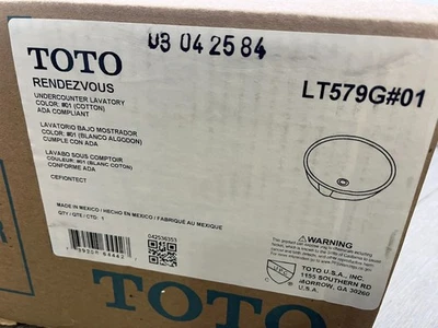 Toto lt579g#01 17" Undermount Bathroom Sink, CeFiONtect, Cotton White - Image 1 of 2