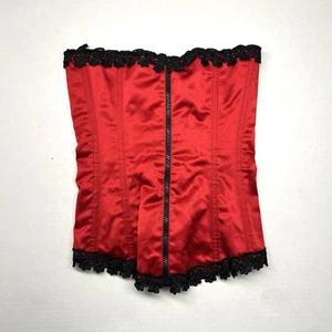 Y2K Shirley Of Hollywood Gothic Dark Black Red Lace Corset Size 34 - Picture 1 of 4