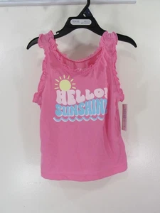 New 365 Kids Mini Ruffle Tank Size 4 Pink HELLO SUNSHINE - Picture 1 of 7