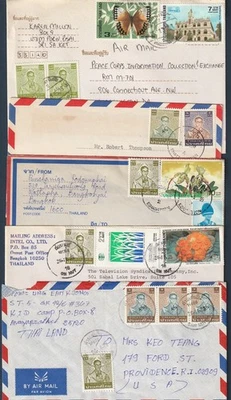 Tailandia a EE. UU. 1987-94 cinco bonitas interesantes cubiertas de correo aéreo Foto 1 de 4