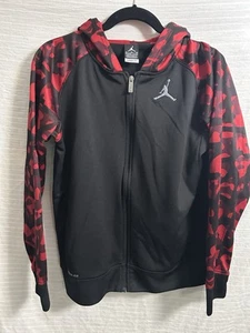 Chicos Nike Air Jordan Cremallera Completa Negro/Rojo Sudadera con Capucha Chaqueta Thermafit Talla XL (13-17) - Imagen 1 de 7