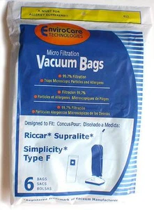 6 Simplicity Type "F" Bags for Freedom Uprights - Picture 1 of 1