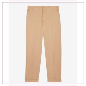 The Kooples Sz 46 French Sizing Men's Camel Cotton Cuffed Preppy Trousers NWT - Picture 1 of 8