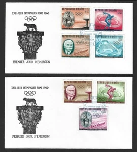 Haiti 1960 Youth Olympics set of 7 on 2 FDC First Day covers - Picture 1 of 2