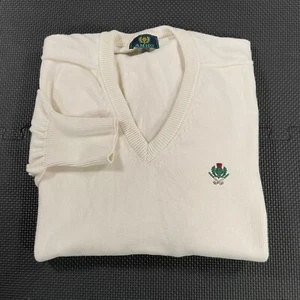Suéter de Colección Años 90 AMHO Cuello en V Grande Blanco Bordado Cresta de Golf EE. UU. - Imagen 1 de 8