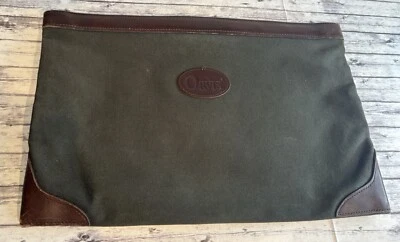 Bolso para portátil Orvis Battenkill Documento Lona Verde y Cuero Cierre de Metal Grande Foto 1 de 4