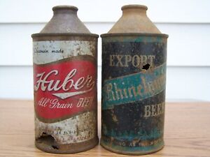 Huber and Rhinelander cone top beer cans - Wisconsin